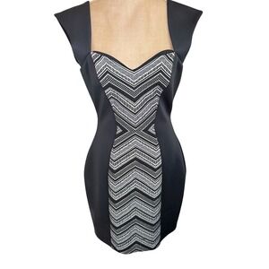 GUESS Black Chevron Cutout Sheath Dress Women's Size‎ Petite Cocktail Party 8